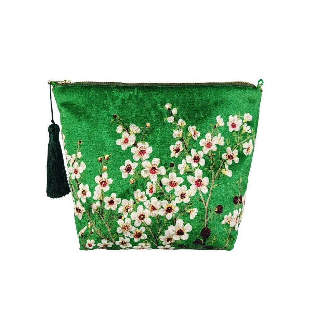 Manuka Flower Velvet Cosmetic Bag - Cove. Beach Essentials