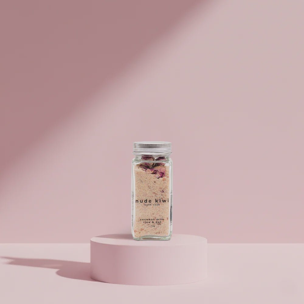 Nude Kiwi | Bath Soak Coconut Milk, Rice & Oat 120g - Cove. Beach Essentials