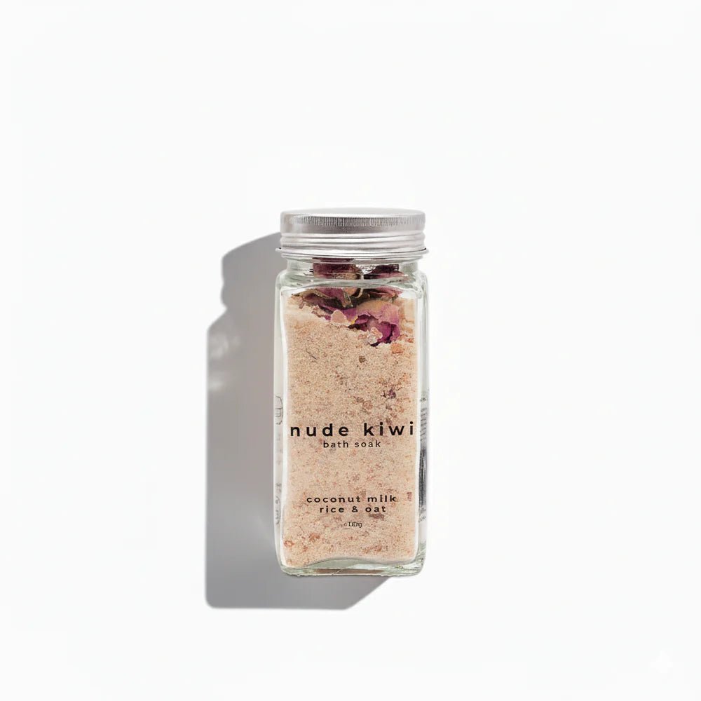 Nude Kiwi | Bath Soak Coconut Milk, Rice & Oat 120g - Cove. Beach Essentials