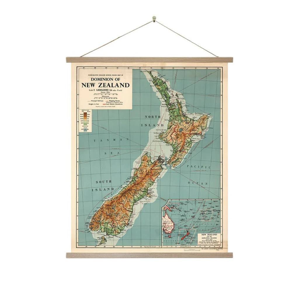 NZ Dominion Map Wall Chart - Medium - Cove. Beach Essentials