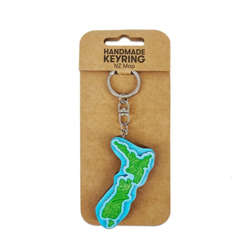 NZ Map Keyring - Cove. Beach Essentials