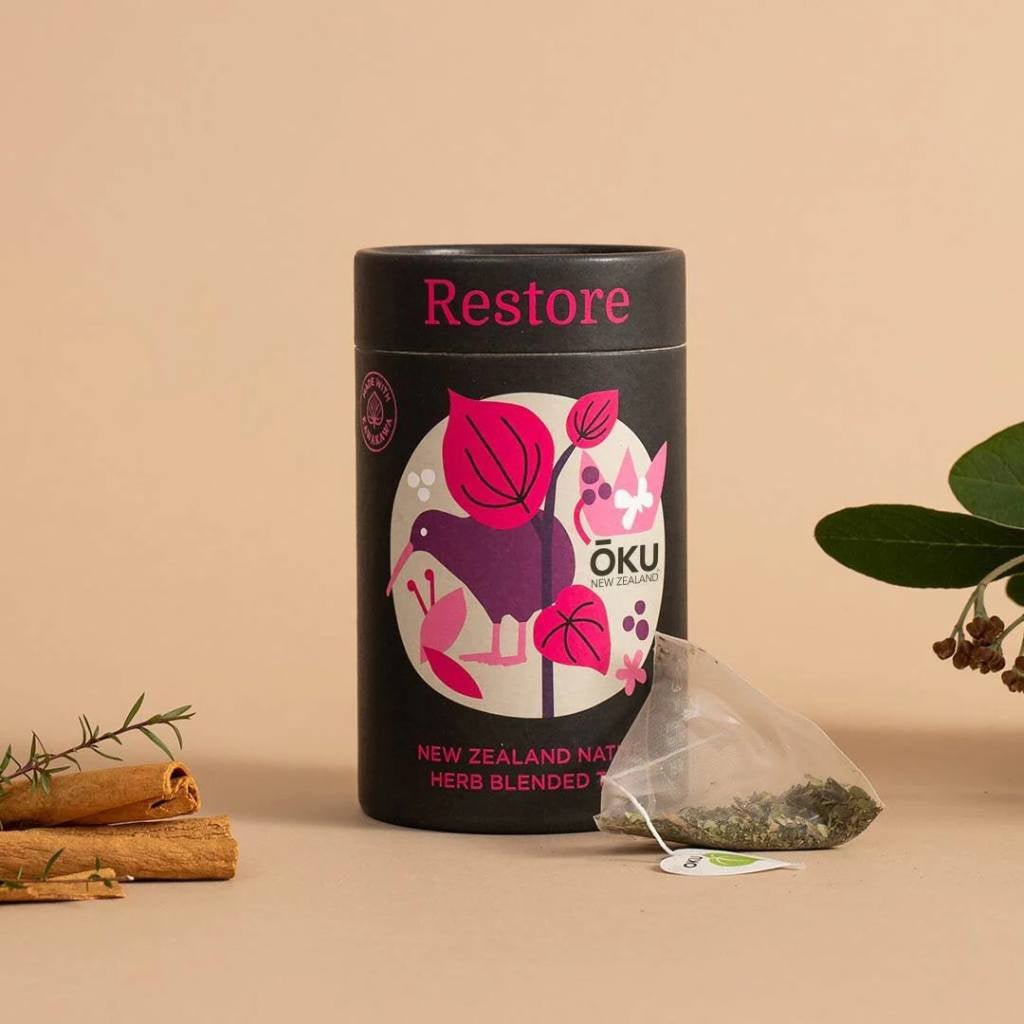 OKU | Tea Tube / Restore / 15 teabags - Cove. Beach Essentials