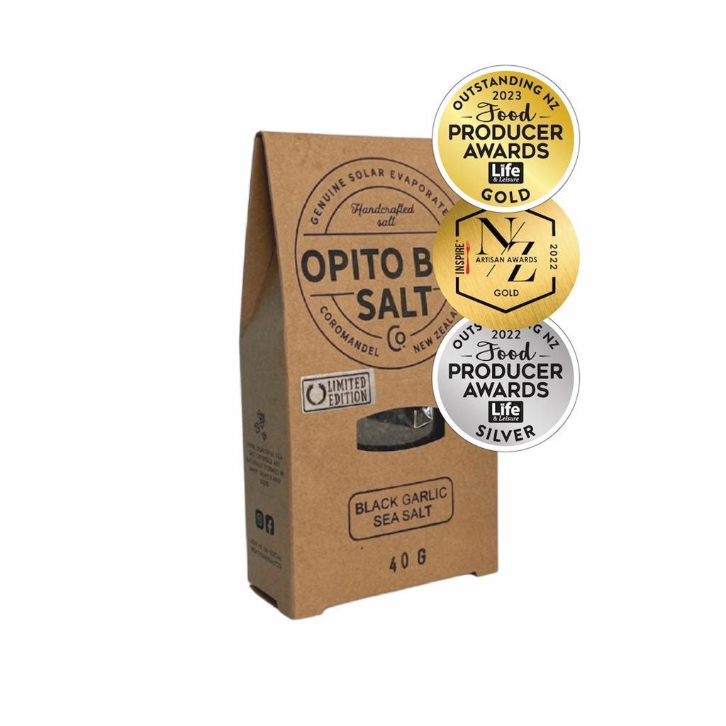 Opito Bay Salt Black Garlic Sea Salt 50g - Cove. Beach Essentials