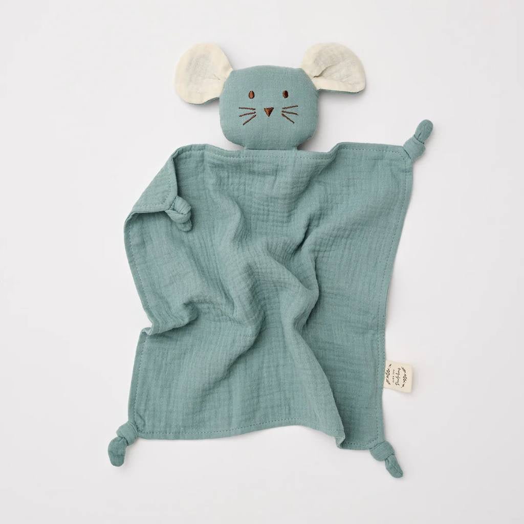 Over The Dandelions | Organic Muslin Mouse Lovey Sage With Milk Ears - Cove. Beach Essentials