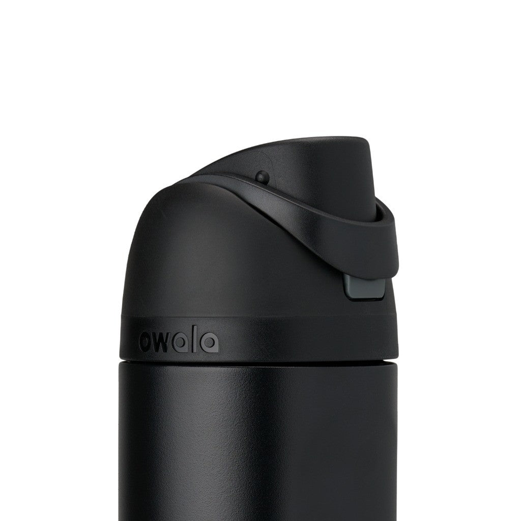 Owala FreeSip Water Bottle 710ml Very, Very Dark lid closed, close-up