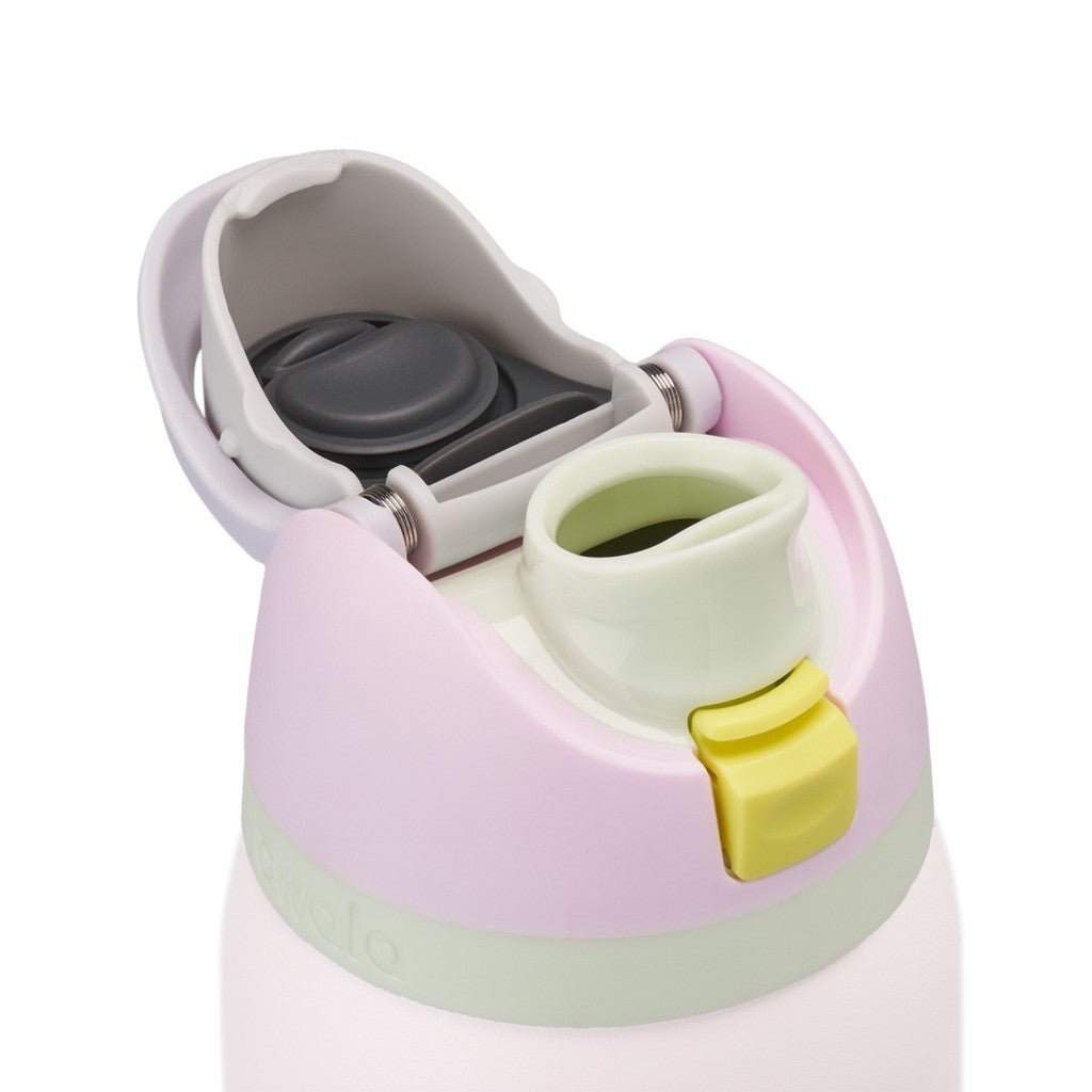 Owala FreeSip Water Bottle 945ml Candy Coated lid open, showing the FreeSip spout