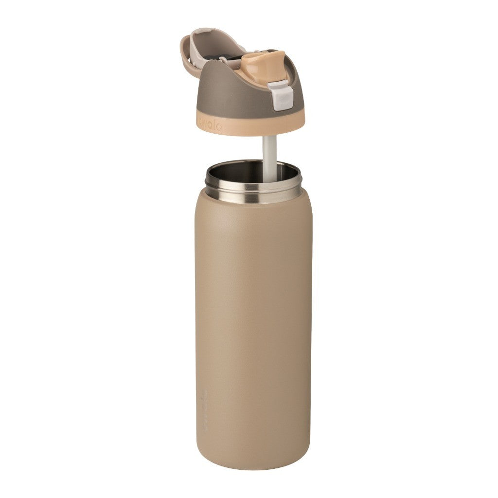 Owala FreeSip Water Bottle 945ml Down To Earth with the lid and straw parts separated