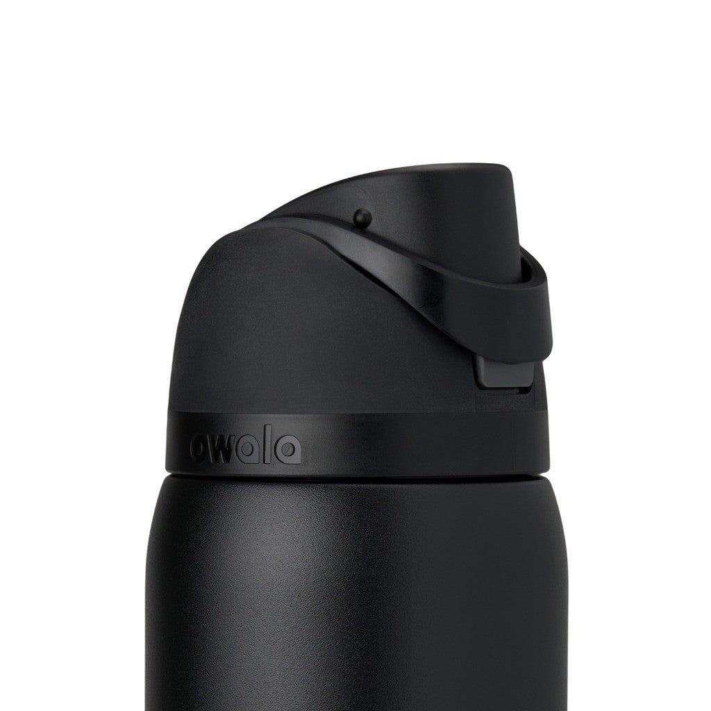 Owala FreeSip Water Bottle 945ml Very, Very Dark lid closed, close-up