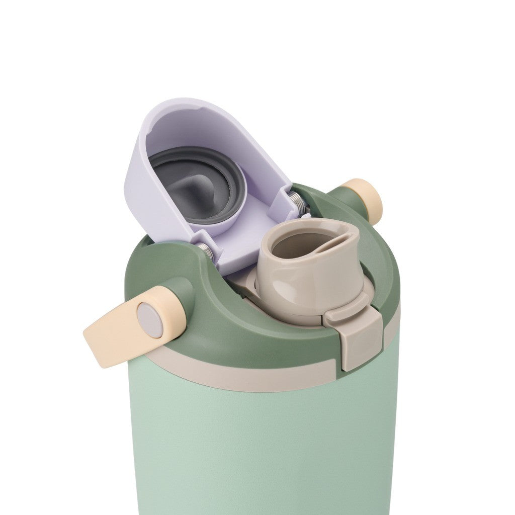 Owala FreeSip Sway Water Bottle 1185ml Eucalyptus lid open, showing the FreeSip spout
