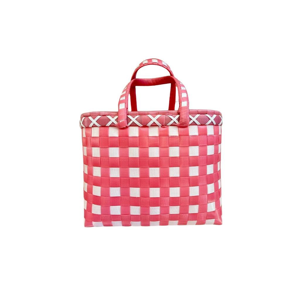 Pāli | Market Basket - Mini - Pink & White - Cove. Beach Essentials