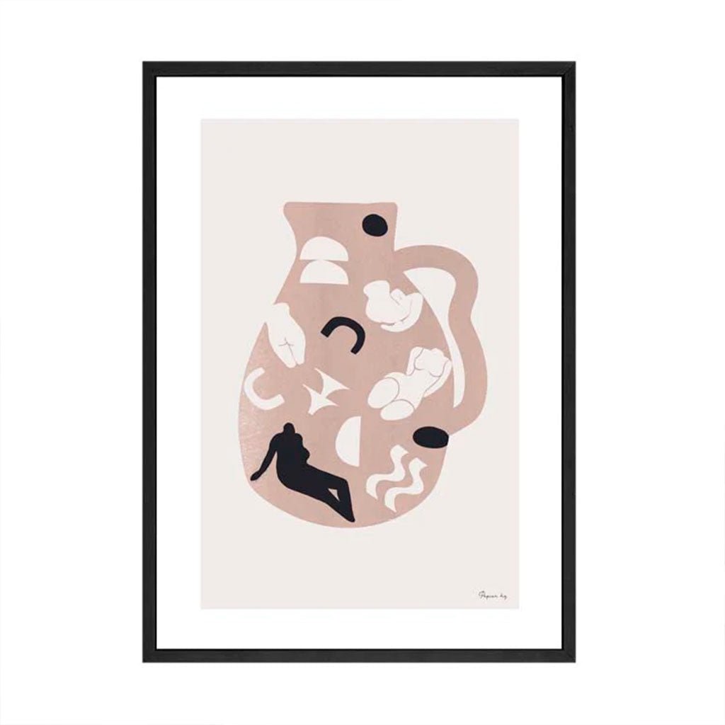Papier HQ Shaped Vase A3 Print Framed - Cove. Beach Essentials