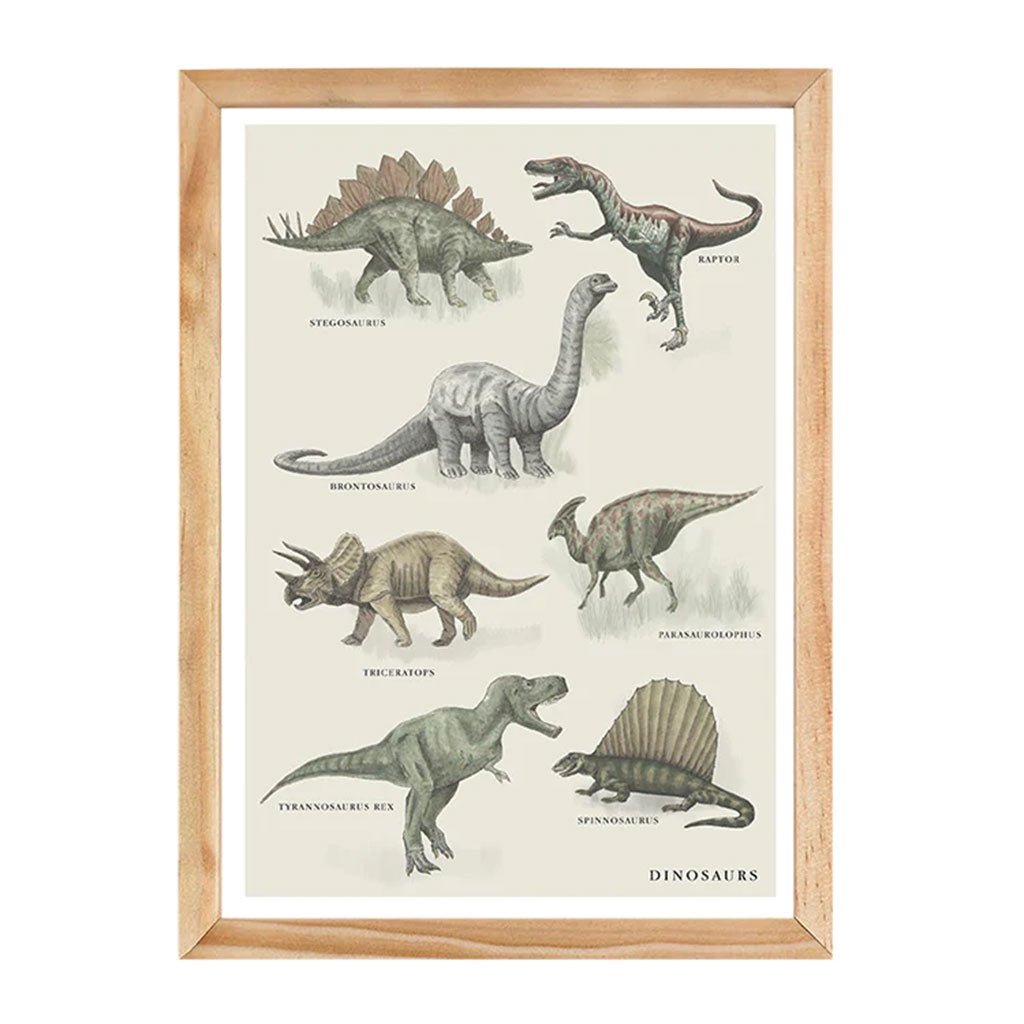 Papier HQ Vintage Dino A3 Print Framed - Cove. Beach Essentials