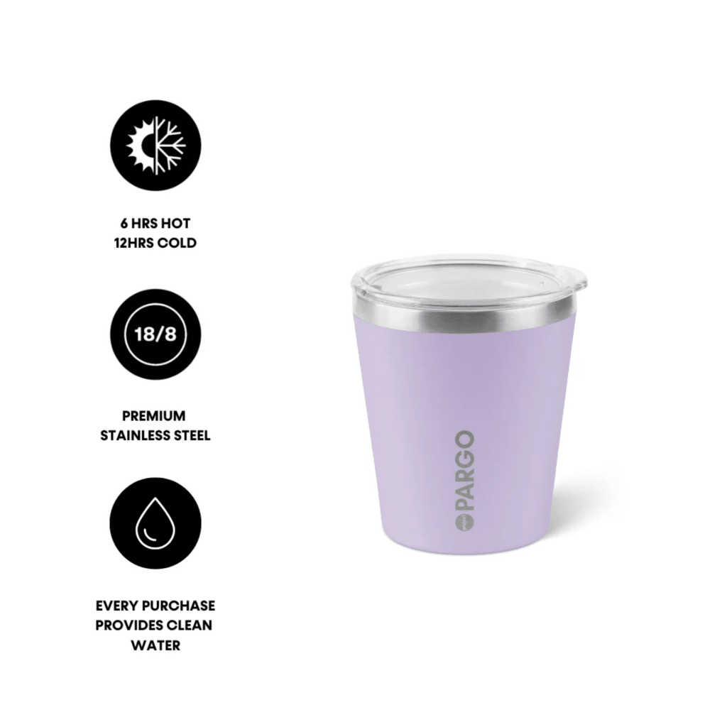 PARGO | 8oz Coffee Cup - LOVE Lilac - Cove. Beach Essentials