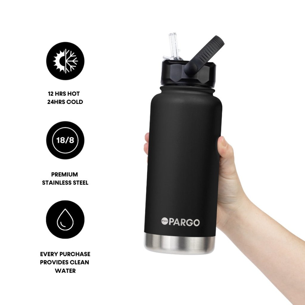 PARGO | 950ml Sports Bottle - MIDNIGHT BLACK - Cove. Beach Essentials