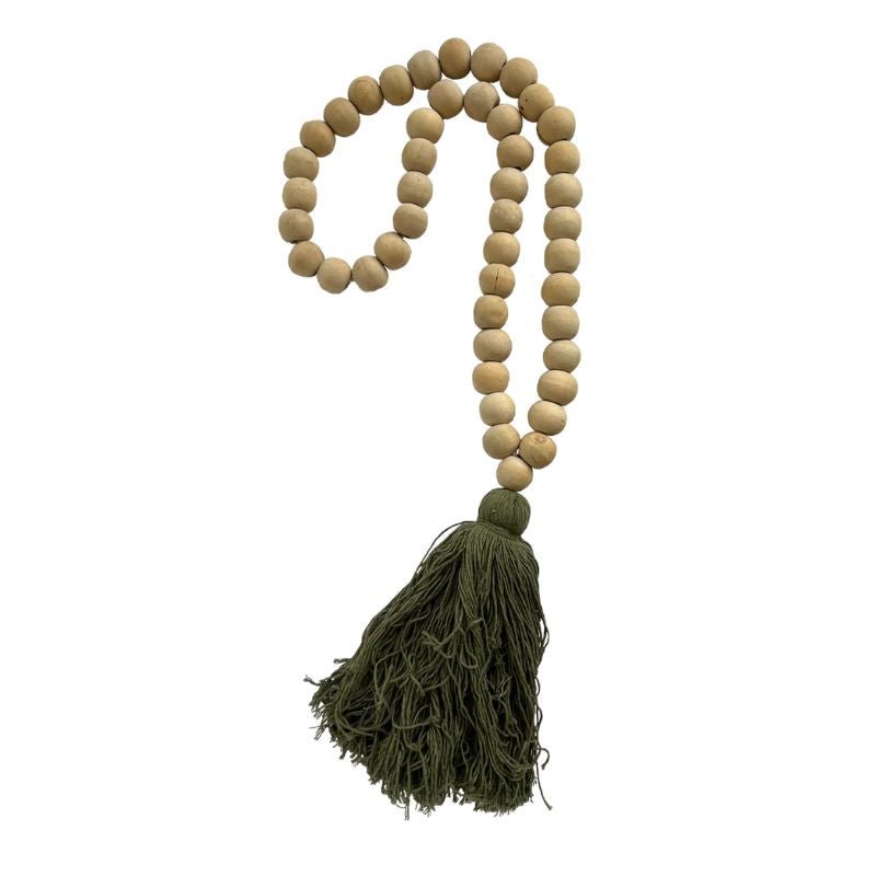 Parnell & Co | Beaded Tassel Moss 55x2.5cm - Cove. Beach Essentials