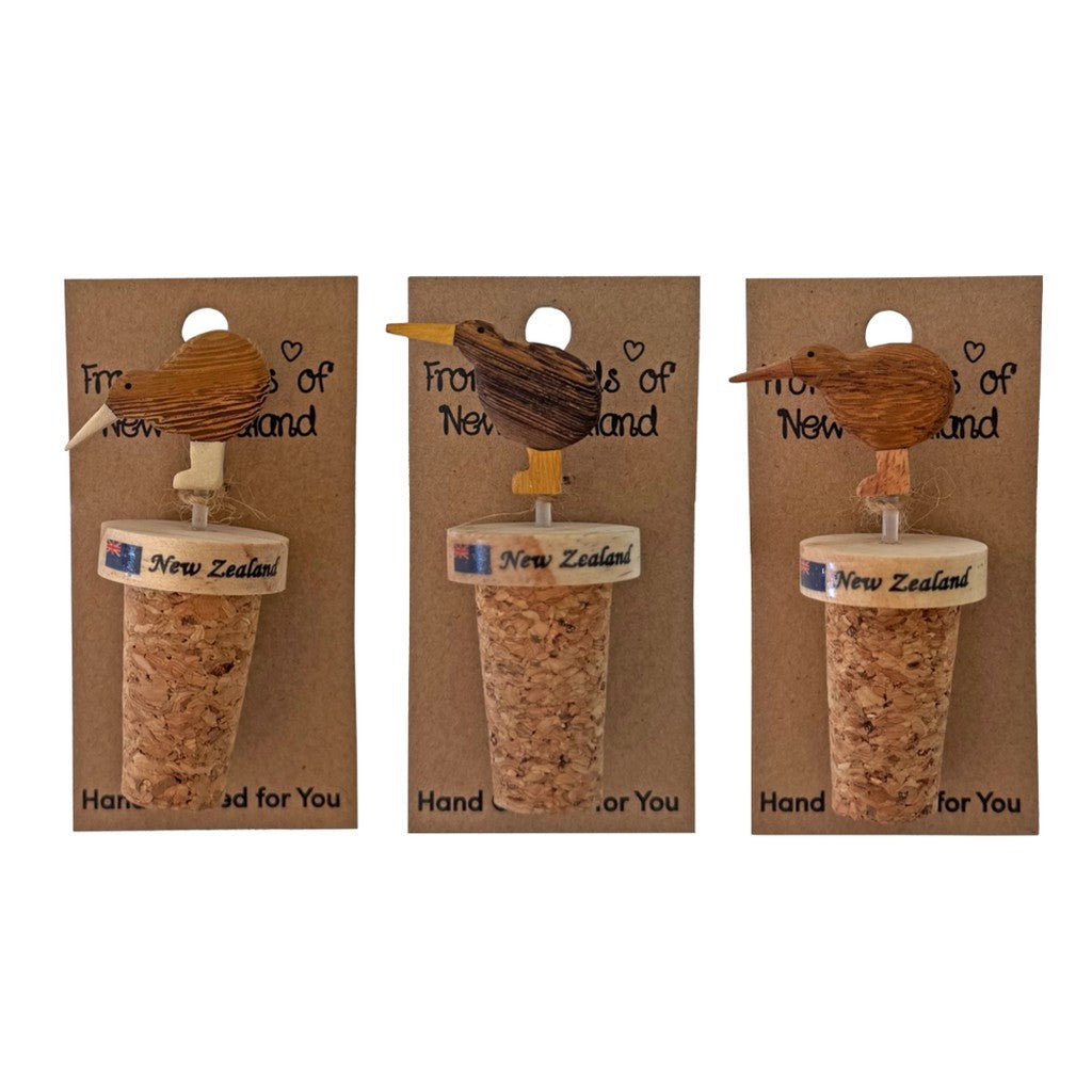 Three kiwi bottle corks in their packaging