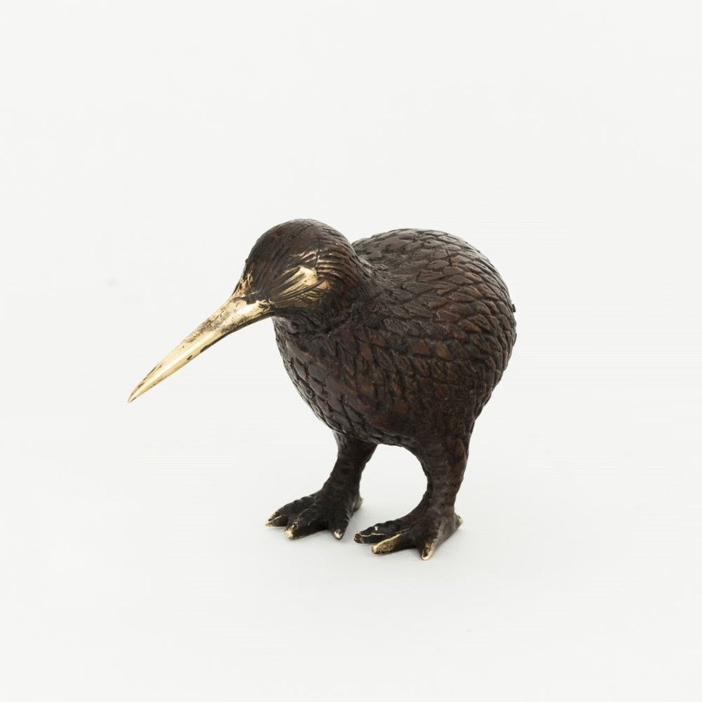Brass kiwi ornament on white