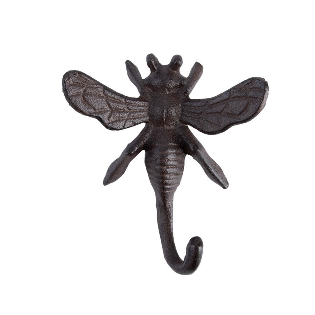 Cast iron bee wall hook on white