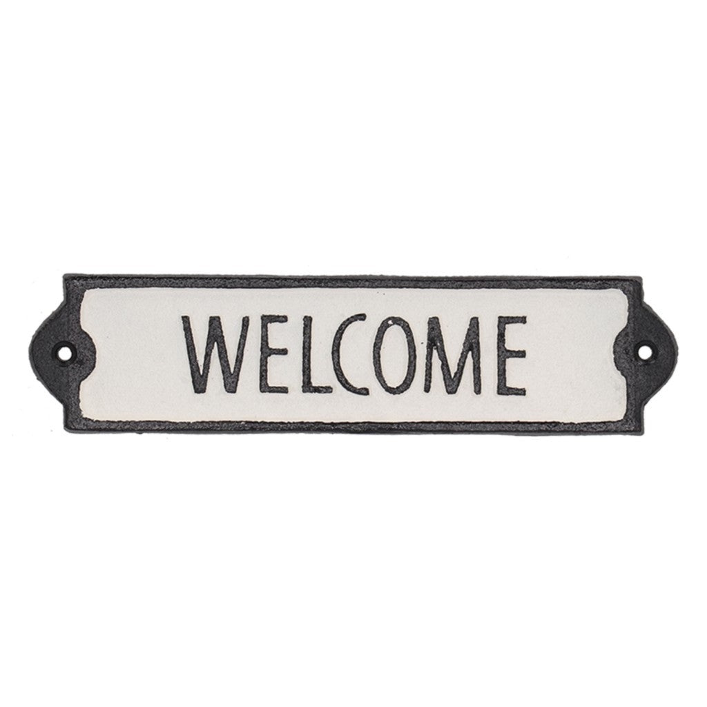 Cast iron Welcome sign on white