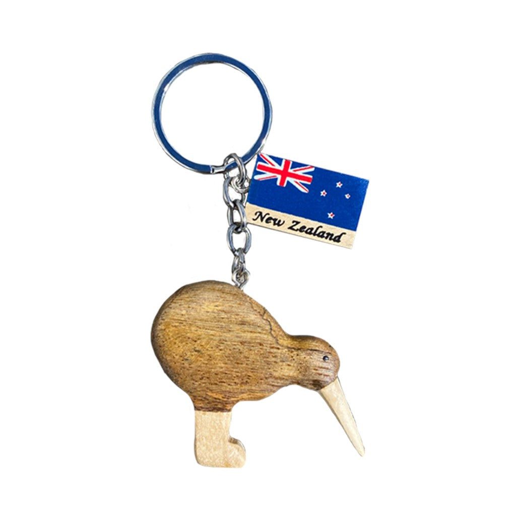 Wooden kiwi keyring, alternate design