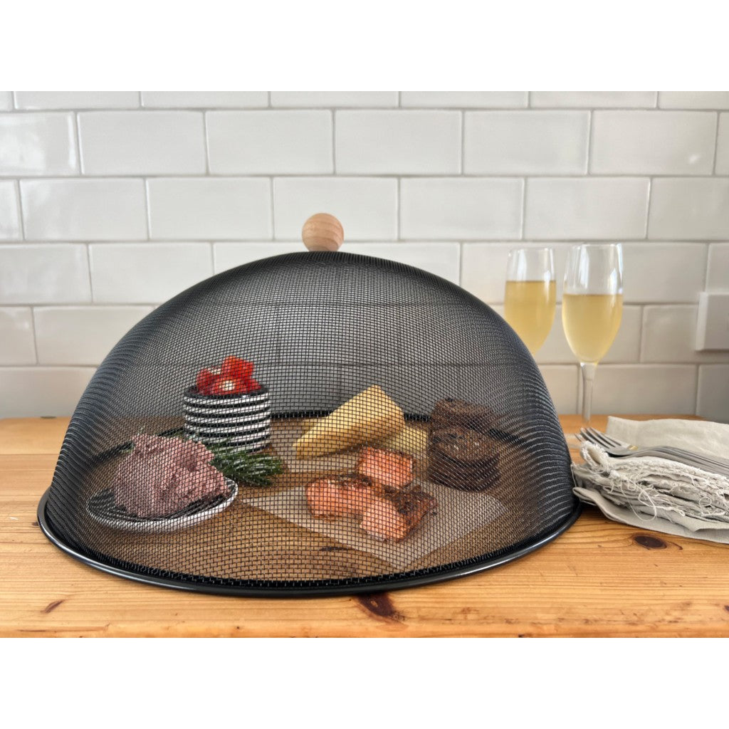 Large mesh food cover over a grazing platter
