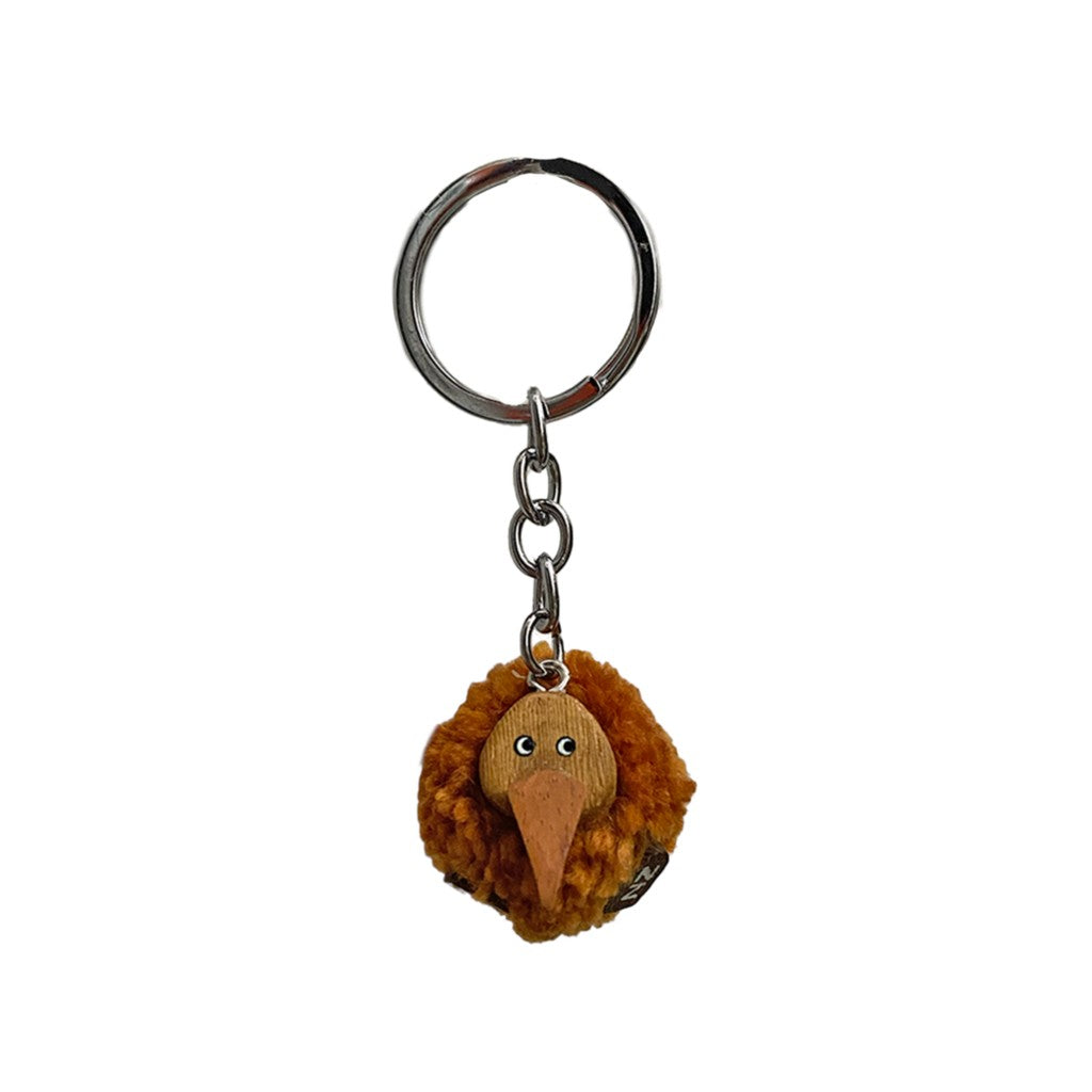 Orange pompom kiwi keyring