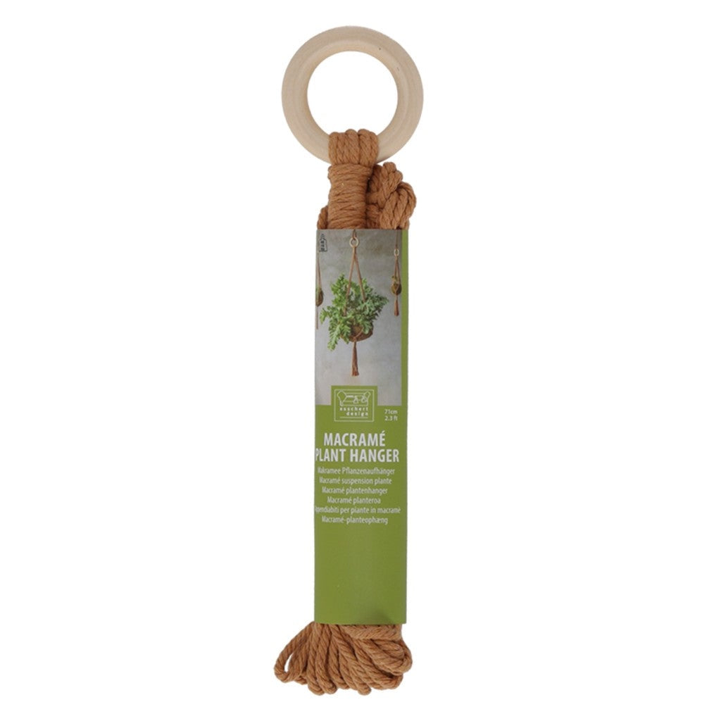 Macramé plant hanger 19 cm in packaging