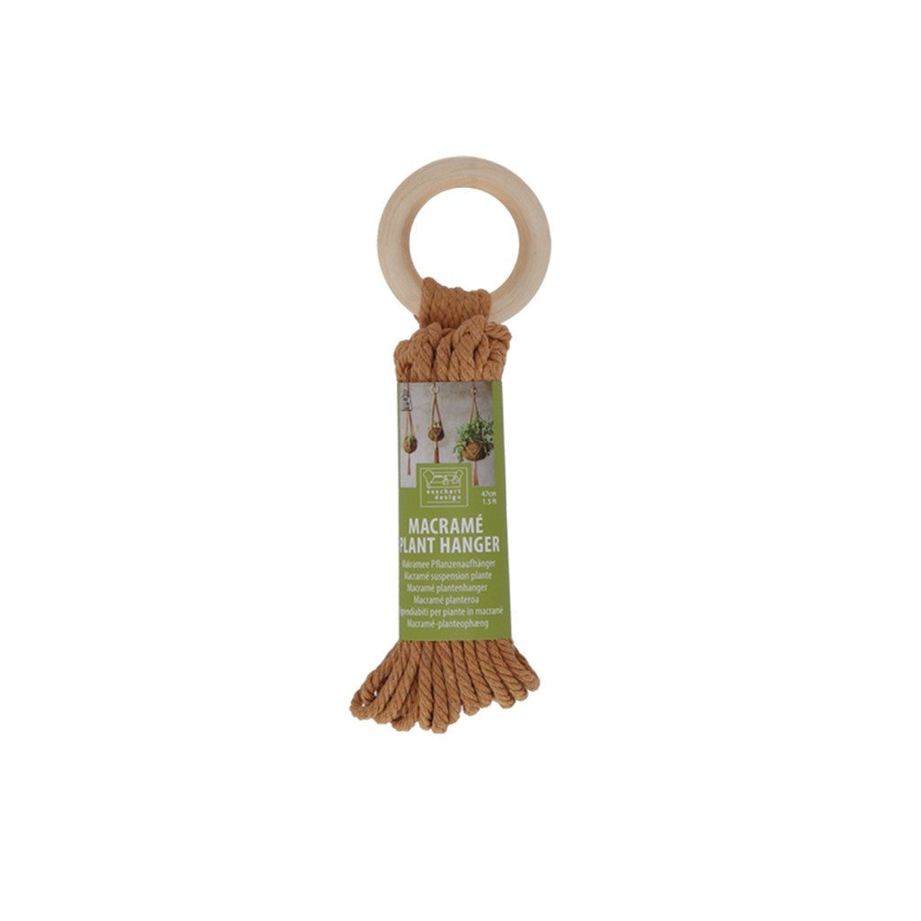 Macramé plant hanger 9 cm in packaging