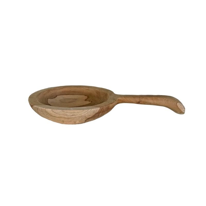 Parnell & Co | Organic Teak Tapas Bowl w/ Handle 35cm Natural - Cove. Beach Essentials