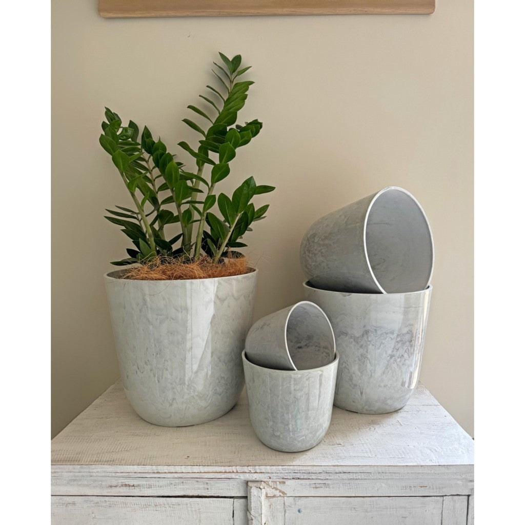 Palermo pots in several sizes with houseplants