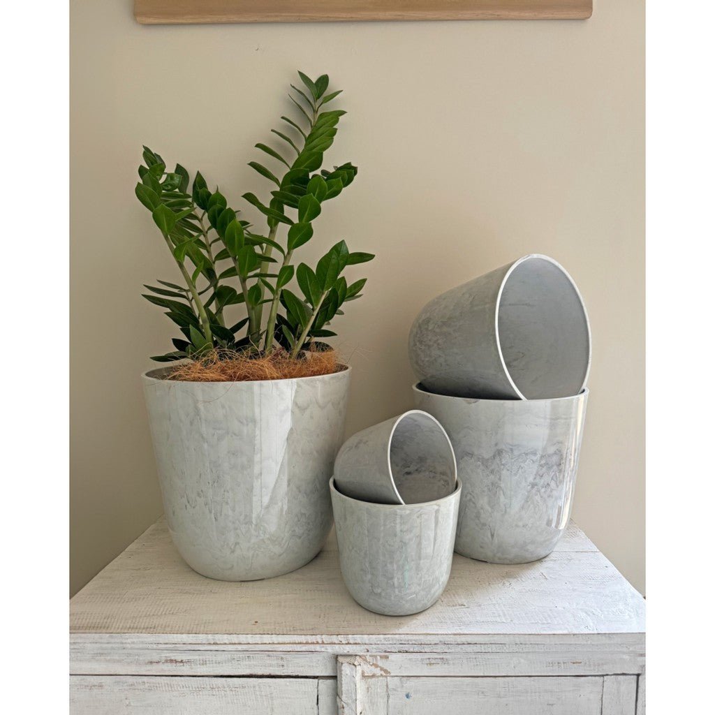 Parnell & Co | Palermo Pot Small 12x13cm Marble White - Cove. Beach Essentials