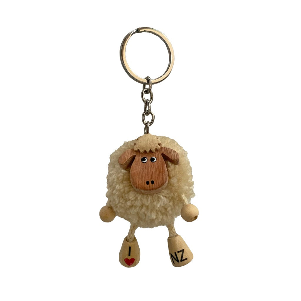 Cream pompom sheep keyring with dangling legs