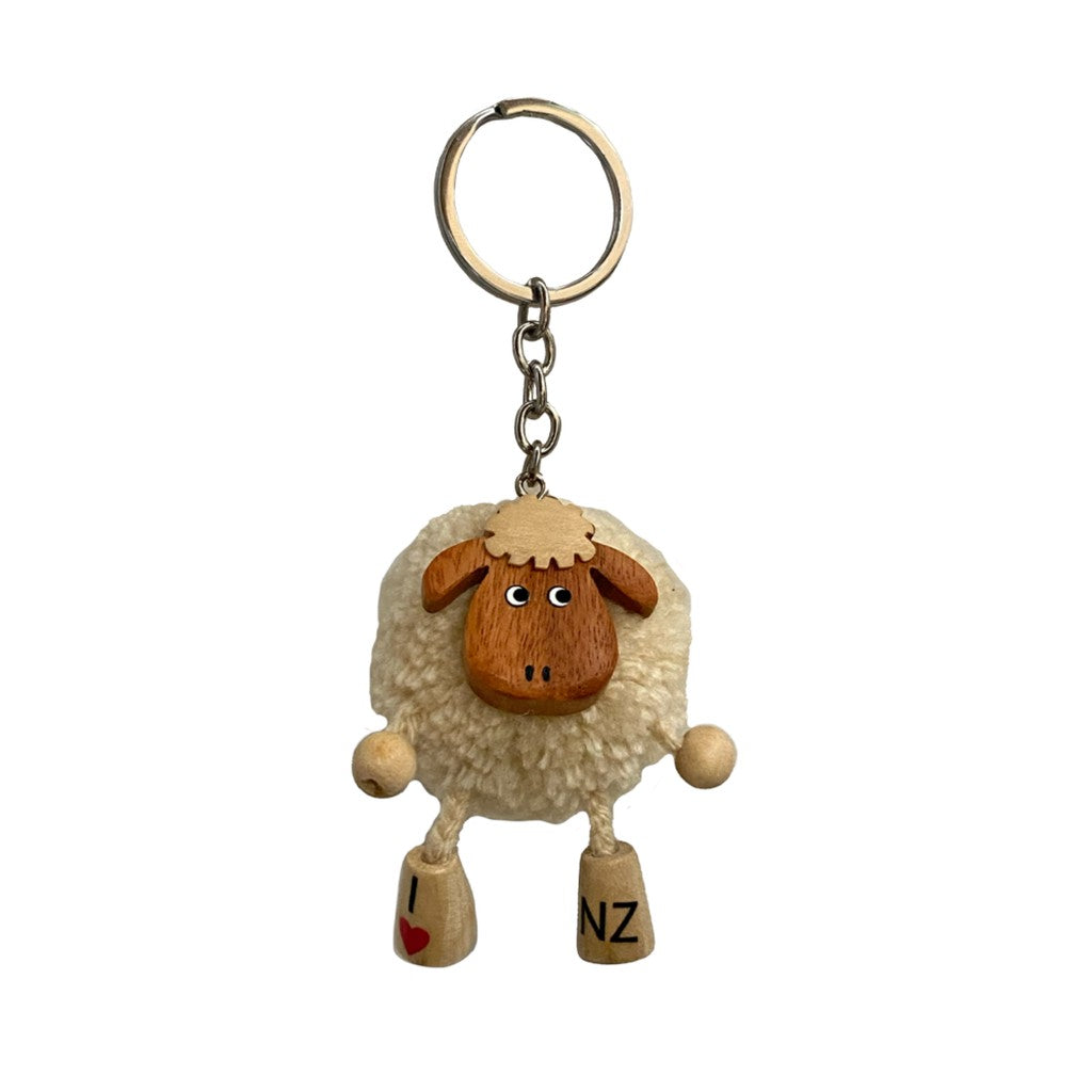 Pompom sheep keyring, light face
