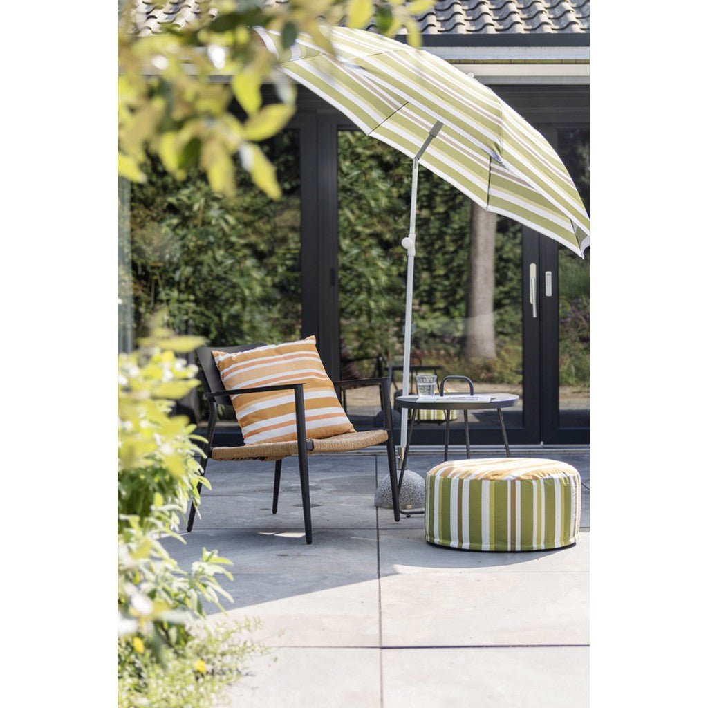 Parnell & Co | Striped Outdoor Pouffe Green - Cove. Beach Essentials