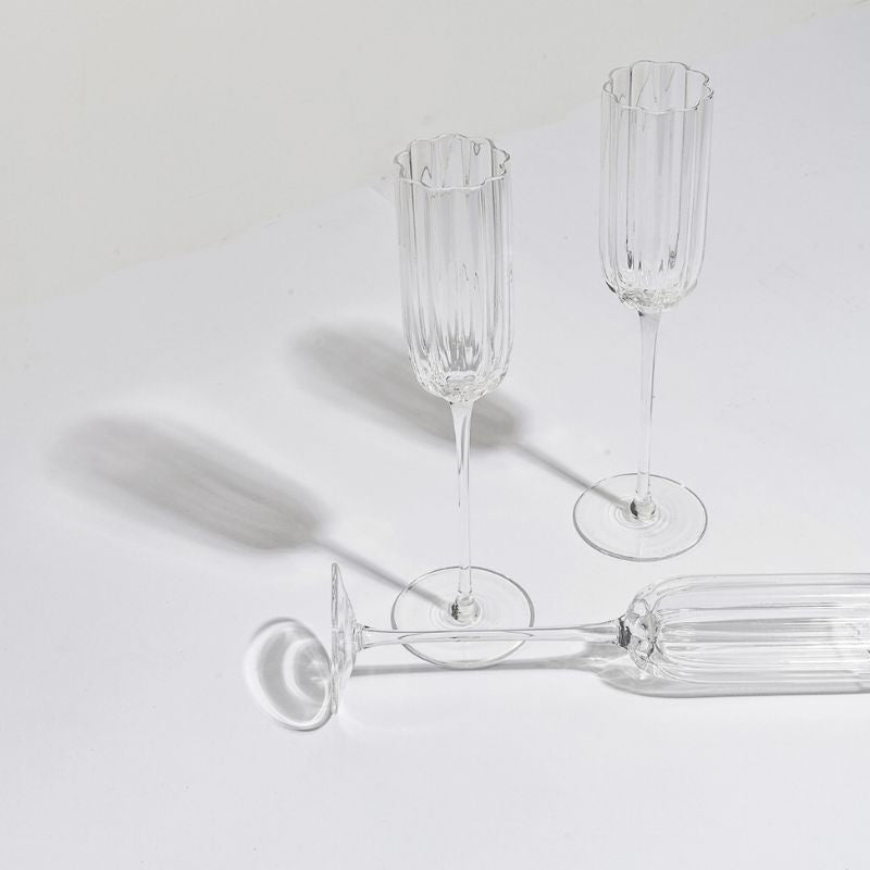 Petal Champagne Flute- Clear- Set of 4 - Cove. Beach Essentials