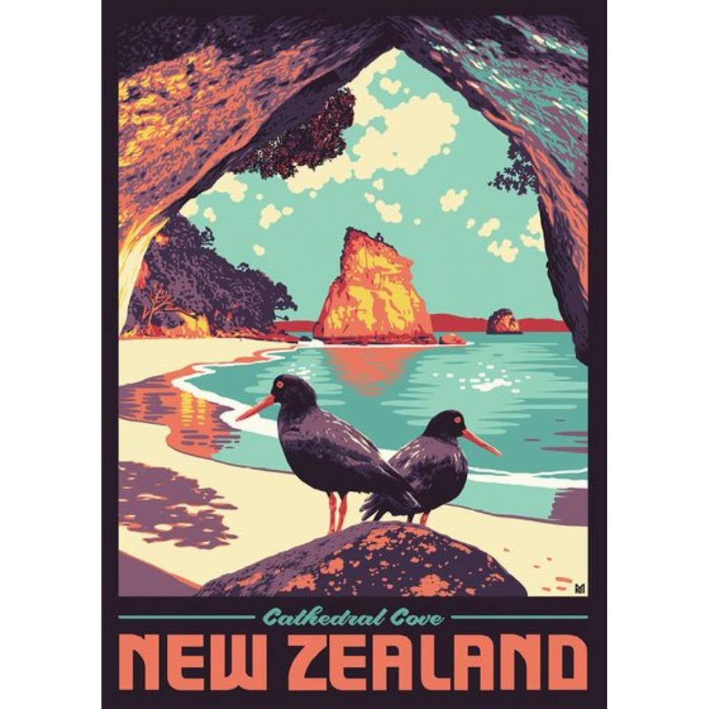Pikita | Tea Towel Oyster Catcher Cathedral Cove - Cove. Beach Essentials