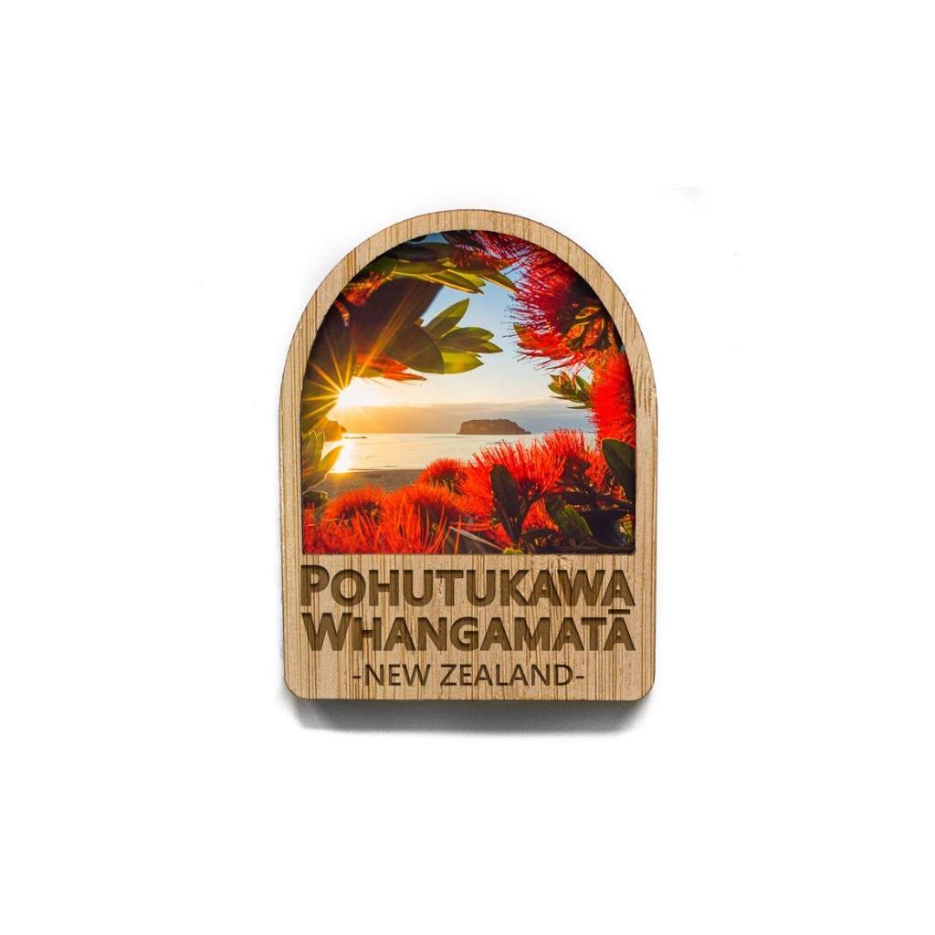 Pikitia Bamboo Magnet - Pohutukawa Whangamata - Cove. Beach Essentials