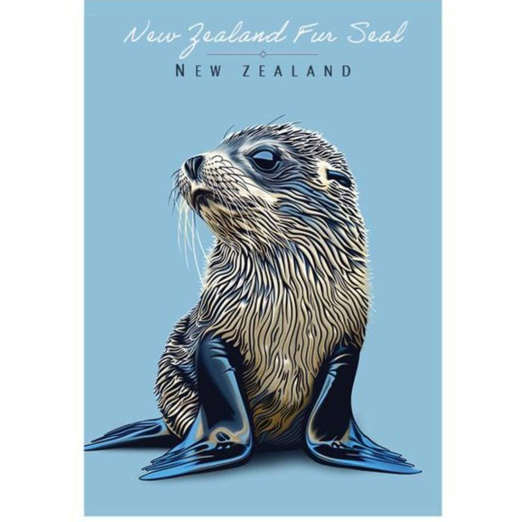 Pikitia Postcard NZ Fur Seal - Cove. Beach Essentials