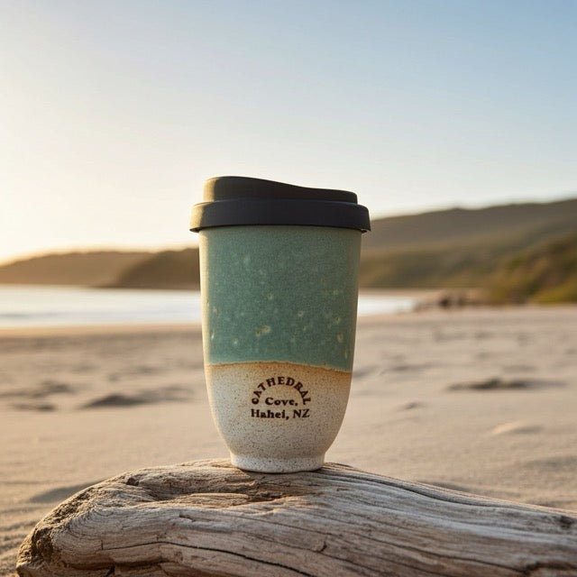 Pottery for the Planet | Cathedral Cove Large 12oz Travel Cup - Forest Moss - Cove. Beach Essentials