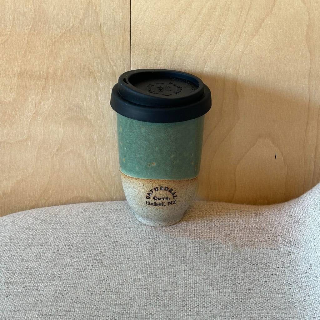 Pottery for the Planet | Cathedral Cove Large 12oz Travel Cup - Forest Moss - Cove. Beach Essentials