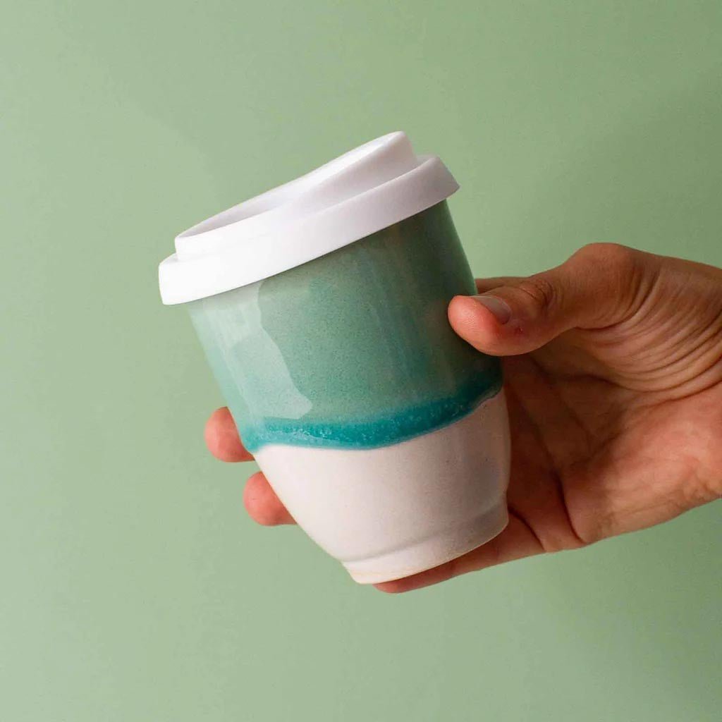 Pottery for the Planet | Glacier Ceramic Large 12oz Travel Cup - Cove. Beach Essentials