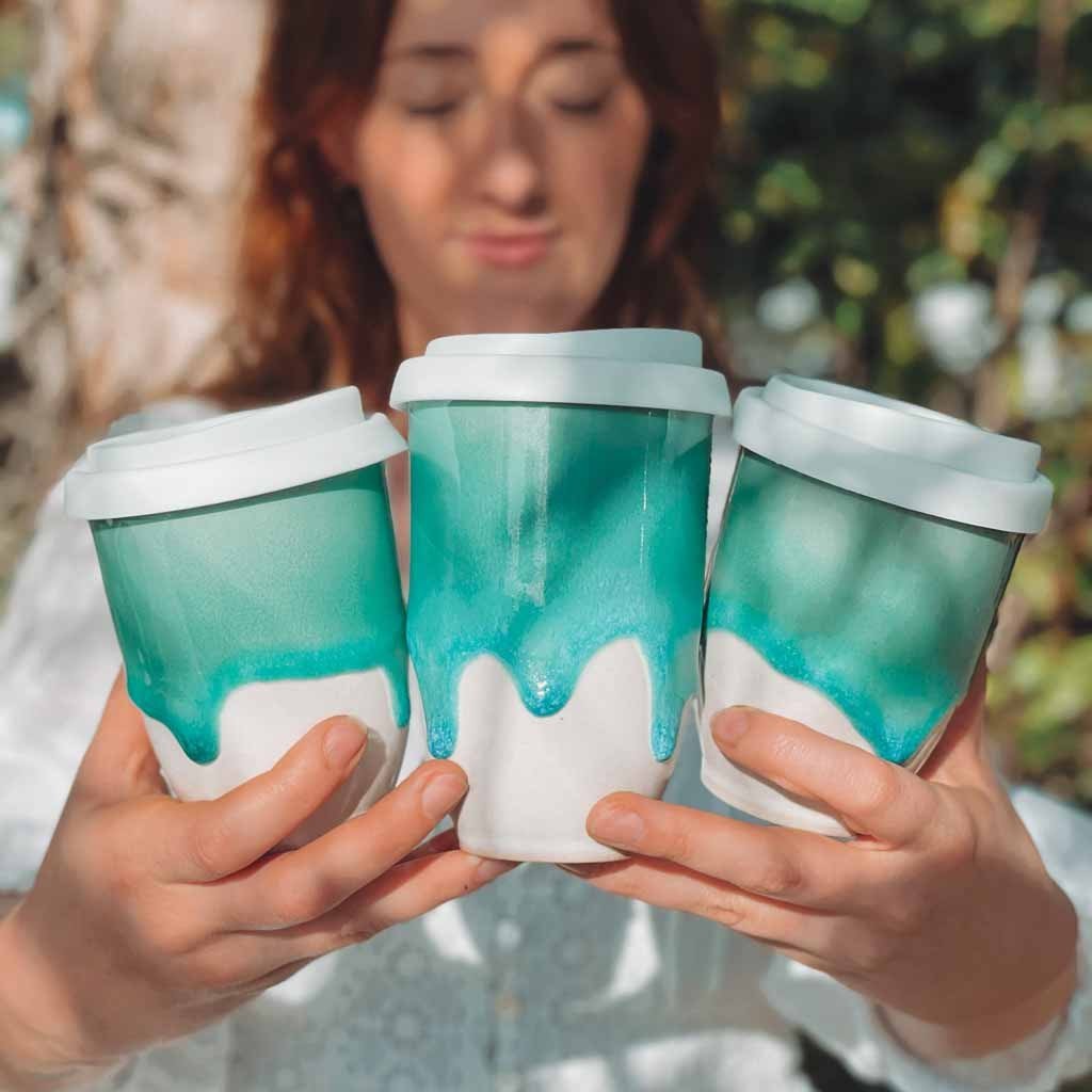 Pottery for the Planet Glacier Ceramic Travel Cup 6oz - Cove. Beach Essentials