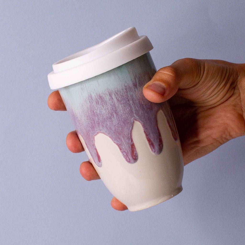 Pottery for the Planet | Large 12oz Travel Cup - Angelic - Cove. Beach Essentials