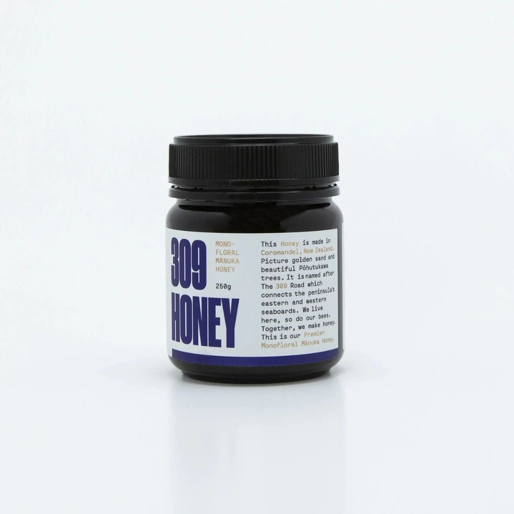 Premier Raw Monofloral Mānuka Honey 300+ MGO 250g | 309 Honey - Cove. Beach Essentials