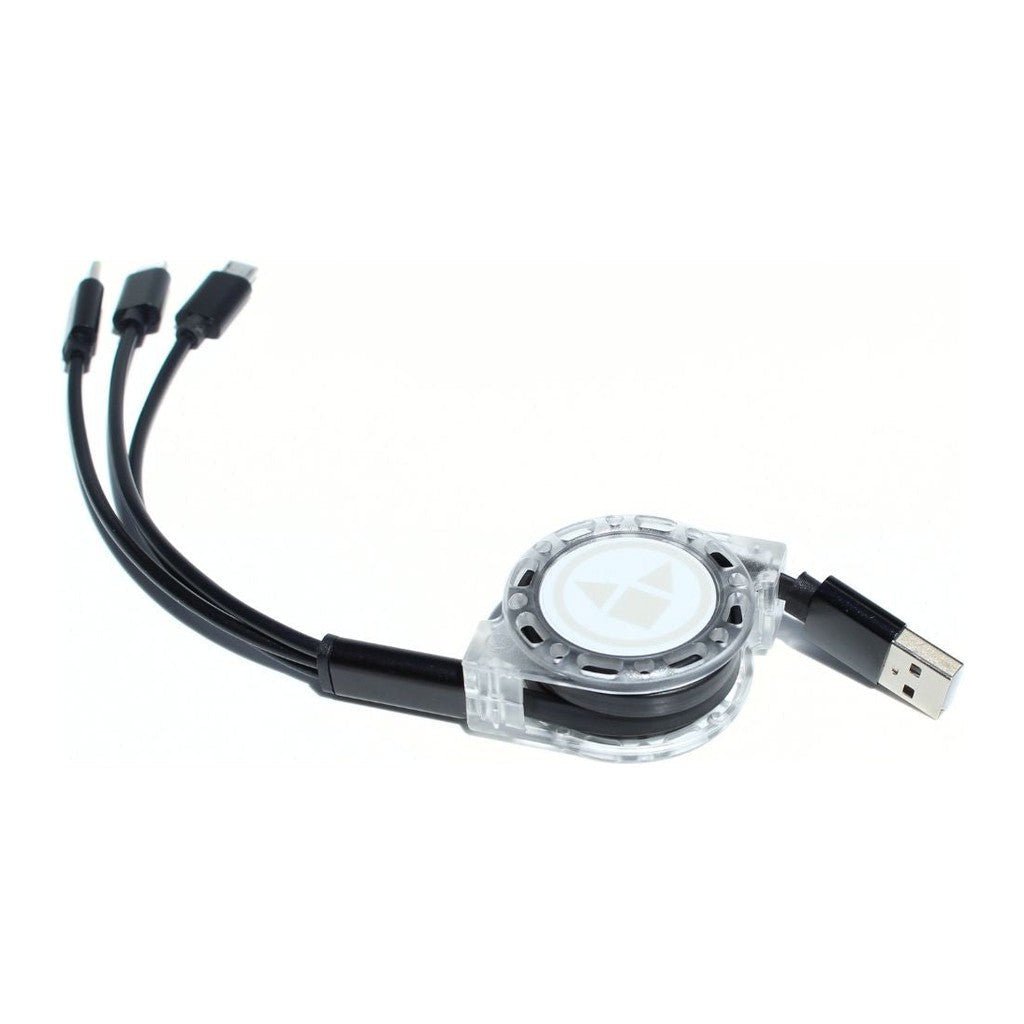 Queen of the Foxes Retractable 3 in 1 Phone Charger Black - Cove. Beach Essentials