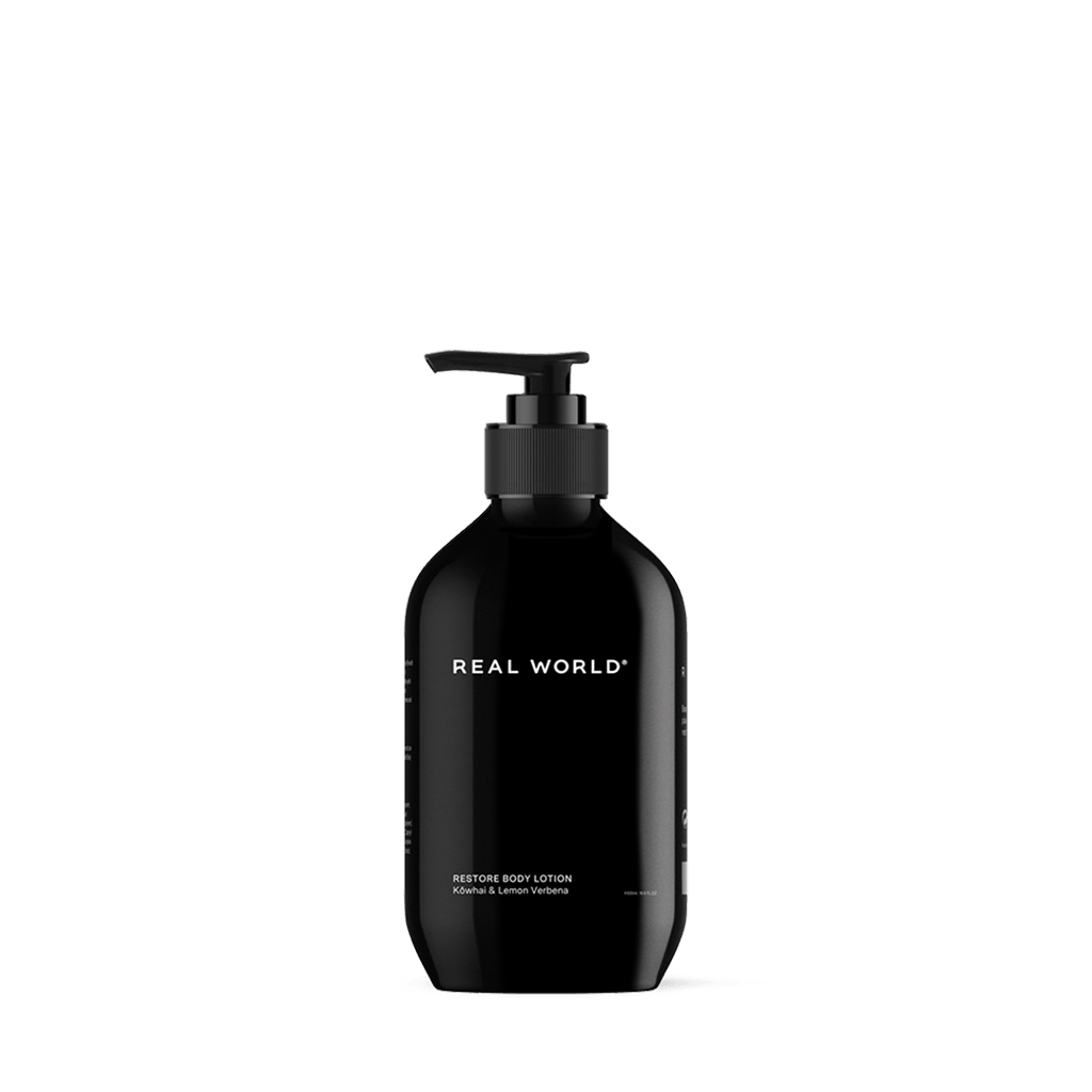 Real World Restore Body Lotion Kōwhai & Lemon Verbena - Cove. Beach Essentials