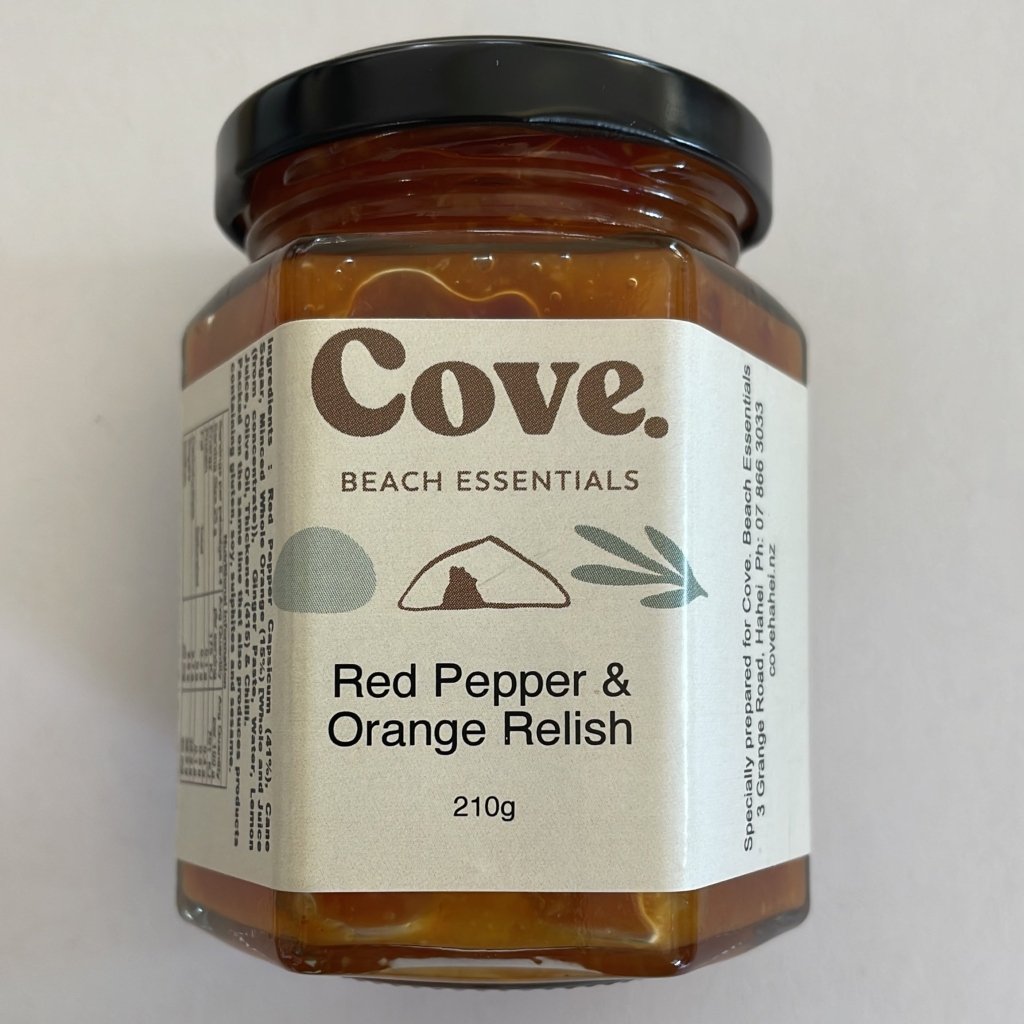 Red Pepper &amp; Orange Relish 210g - Cove. Beach Essentials