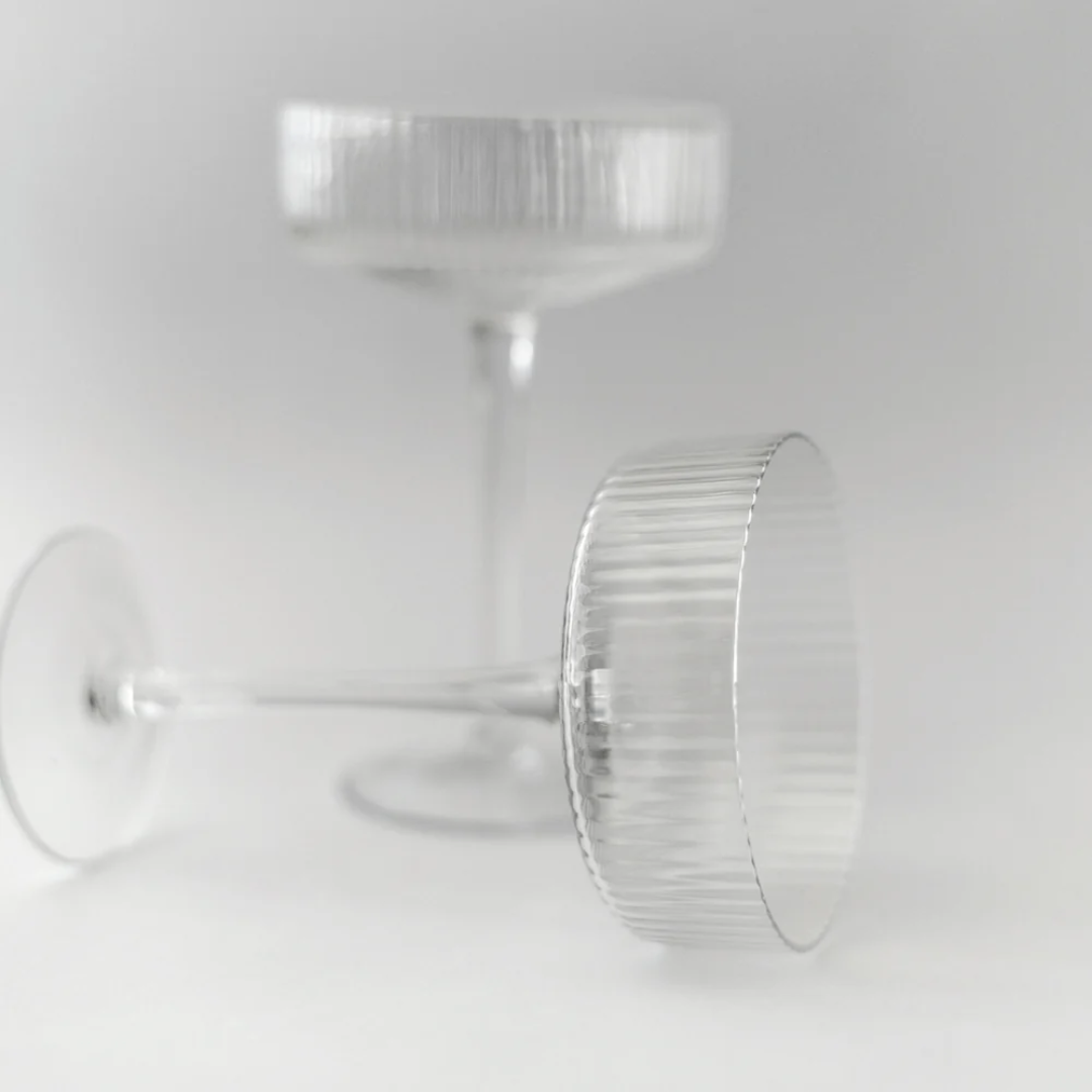 Ribbed Cocktail Glasses- Set 4 Clear