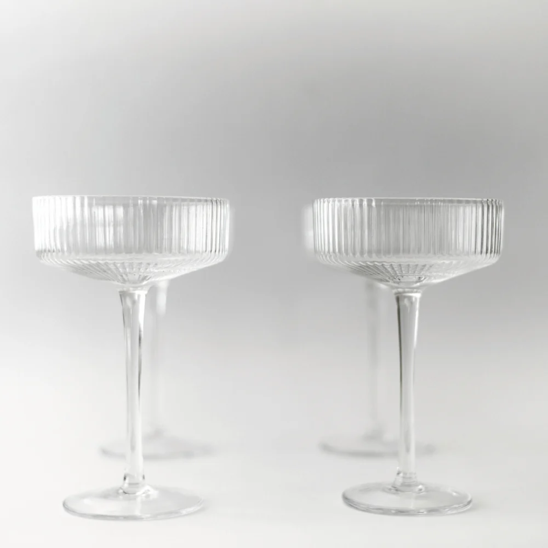 Ribbed Cocktail Glasses- Set 4 Clear