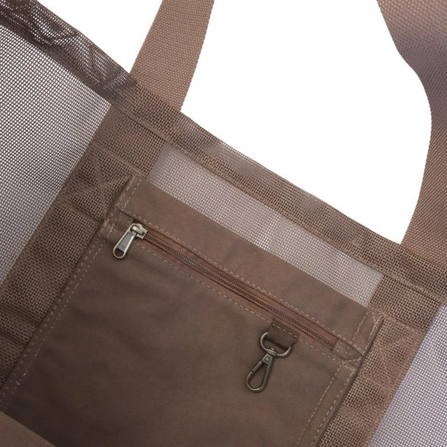 SANDE | Beach Hauler Mesh Beach Bag - Espresso - Cove. Beach Essentials